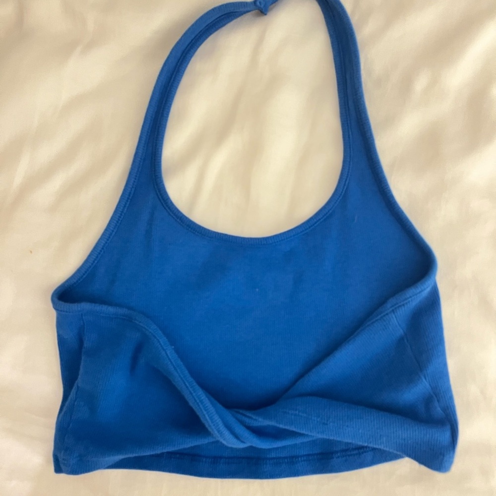 Blue Halter Crop Top